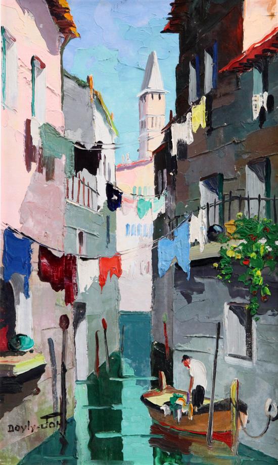 § Cecil Rochfort DOyly-John (1906-1993) Venice back street off the San Georgio, 14.5 x 8.5in.